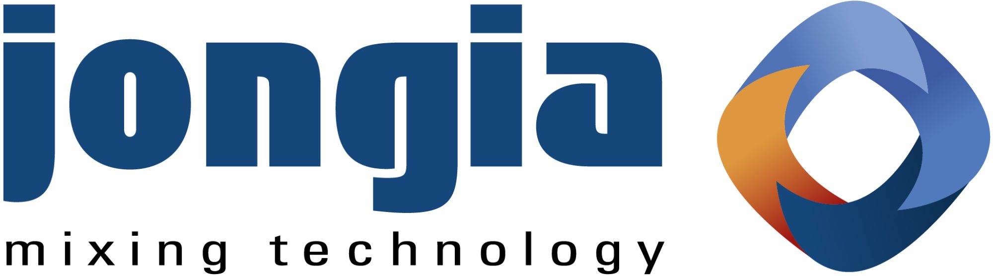 Jongia Mixing Technology logo blauwe en zwarte letters met symbool