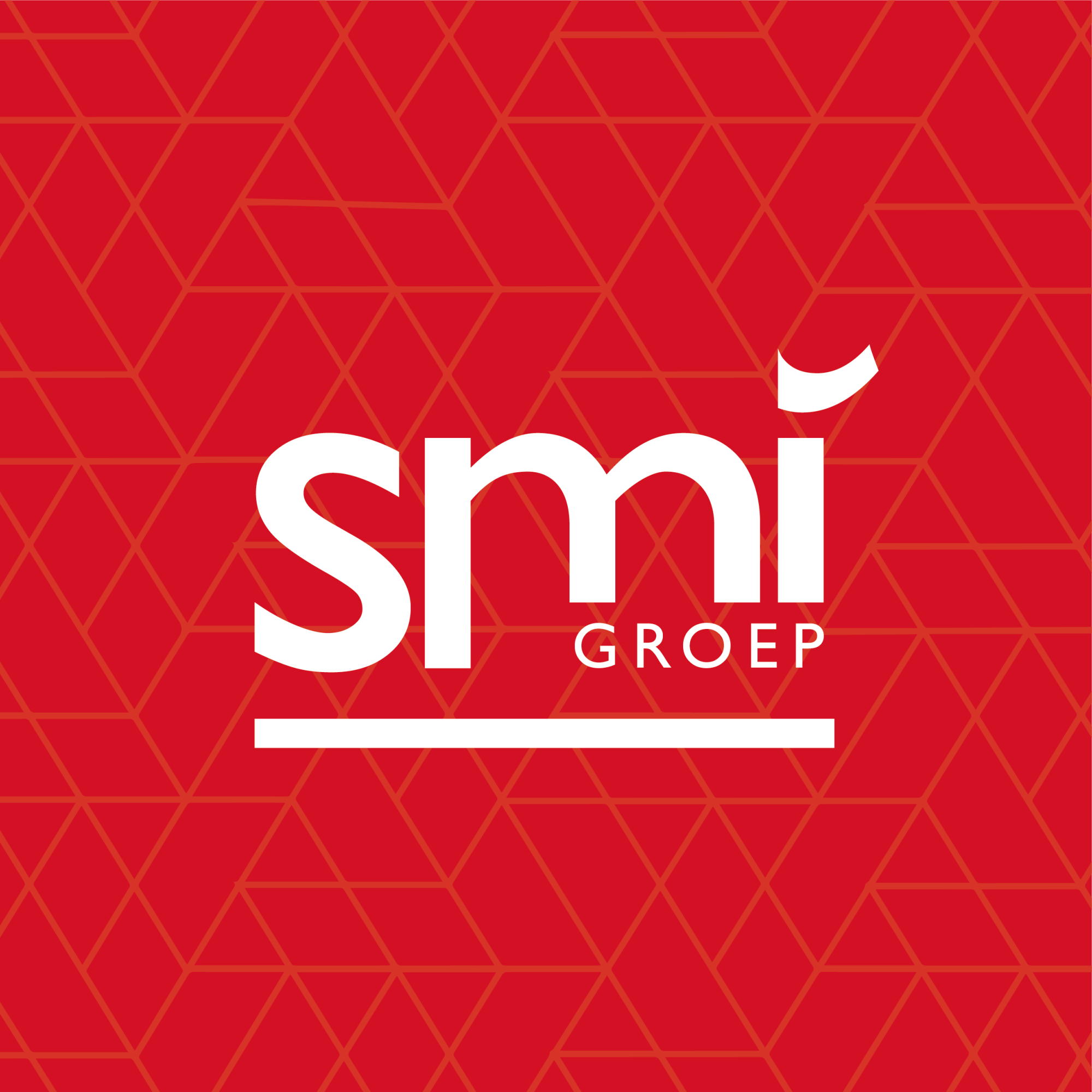 SMI groep logo witte letters rode achtergrond