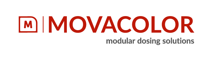Movacolor modular dosing solutions logo rode en donkergrijze letters logo