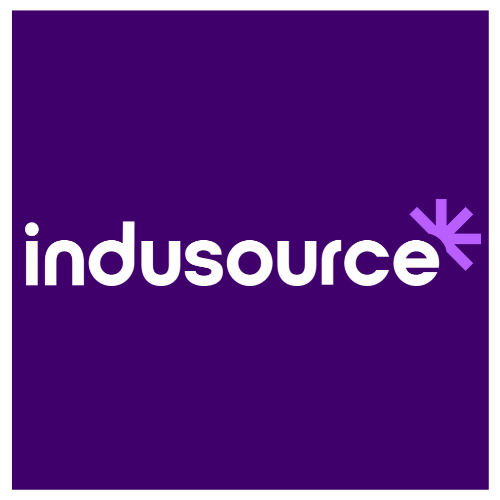 Indusource logo wit paars