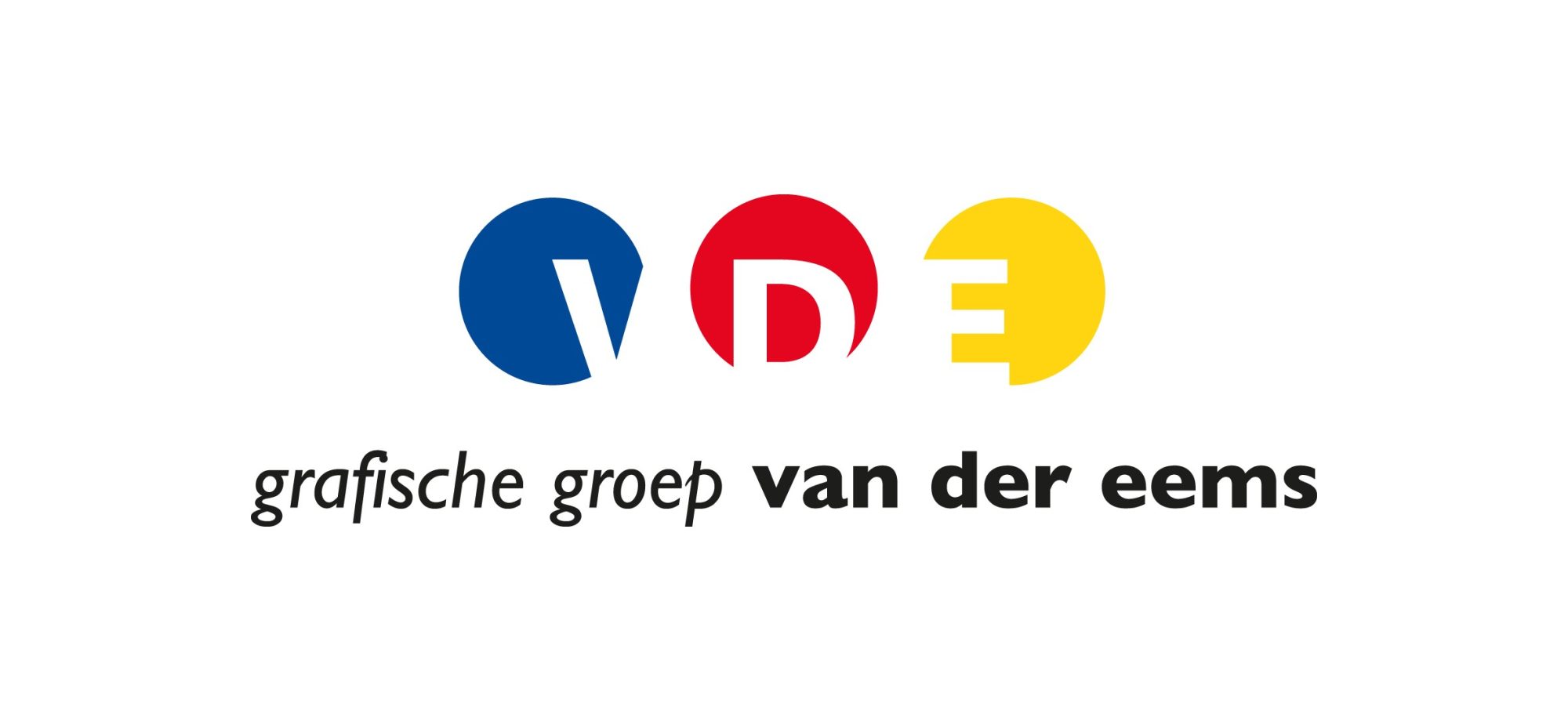 Grafische groep van der Eems logo blauw wit rood geel zwart